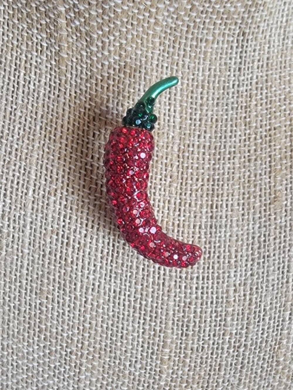 Red Crystal Chili Pepper Brooch